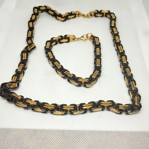 Men heavy chain necklace and bracelet